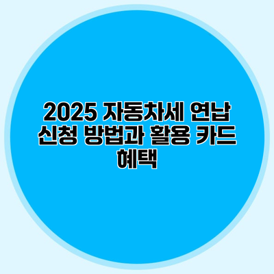 2025 자동차세 연납 신청 방법과 활용 카드 혜택