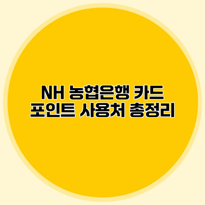 NH 농협은행 카드 포인트 사용처 총정리