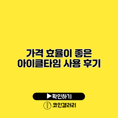 가격 효율이 좋은 아이클타임 사용 후기