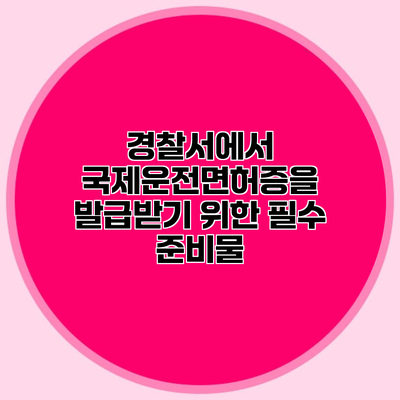 경찰서에서 국제운전면허증을 발급받기 위한 필수 준비물