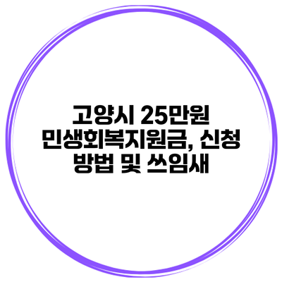고양시 25만원 민생회복지원금, 신청 방법 및 쓰임새