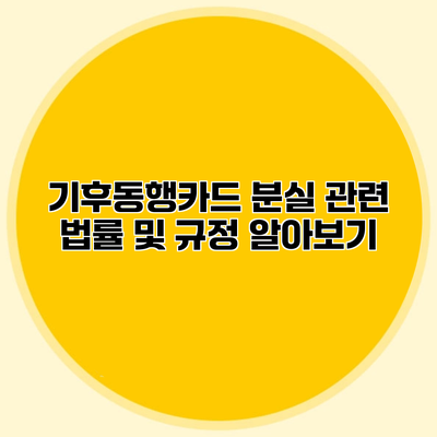 기후동행카드 분실 관련 법률 및 규정 알아보기