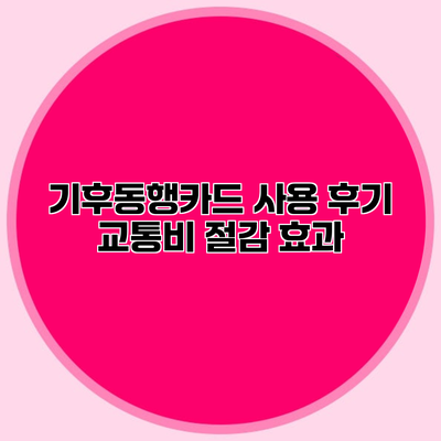 기후동행카드 사용 후기 교통비 절감 효과