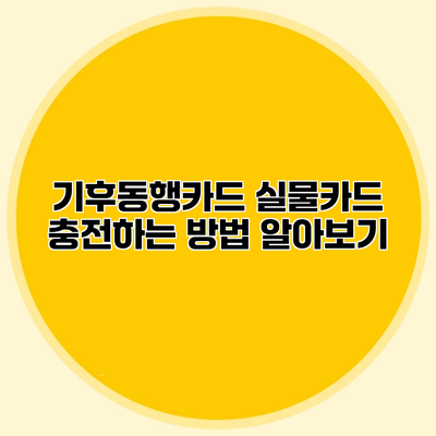 기후동행카드 실물카드 충전하는 방법 알아보기