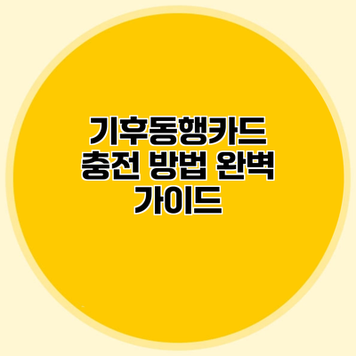 기후동행카드 충전 방법 완벽 가이드