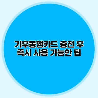 기후동행카드 충전 후 즉시 사용 가능한 팁