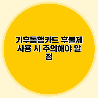 기후동행카드 후불제 사용 시 주의해야 할 점