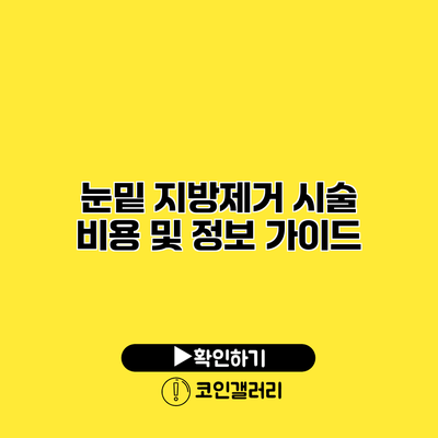 눈밑 지방제거 시술 비용 및 정보 가이드