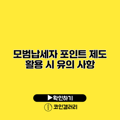 모범납세자 포인트 제도 활용 시 유의 사항