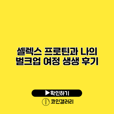 셀렉스 프로틴과 나의 벌크업 여정 생생 후기