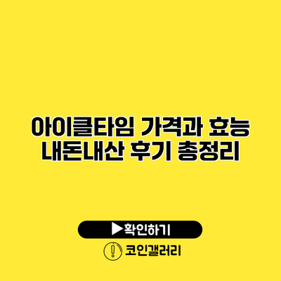 아이클타임 가격과 효능 내돈내산 후기 총정리