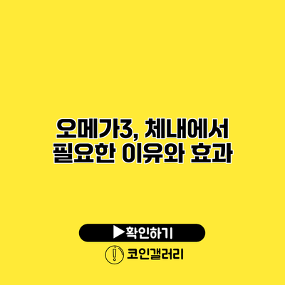 오메가3, 체내에서 필요한 이유와 효과