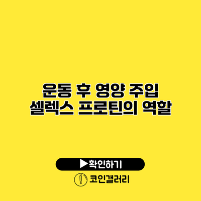 운동 후 영양 주입 셀렉스 프로틴의 역할