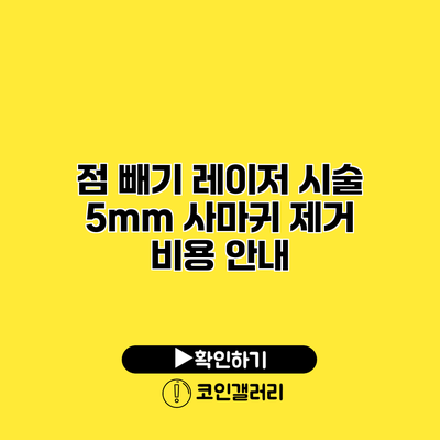 점 빼기 레이저 시술 5mm 사마귀 제거 비용 안내