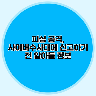 피싱 공격, 사이버수사대에 신고하기 전 알아둘 정보