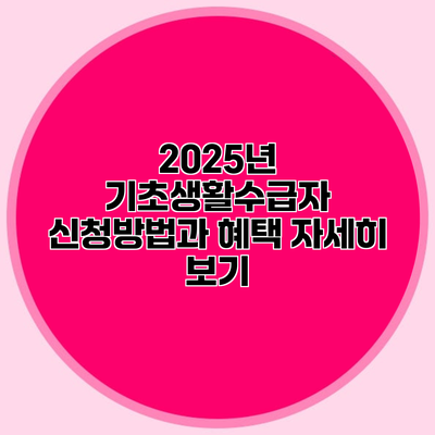 2025년 기초생활수급자 신청방법과 혜택 자세히 보기