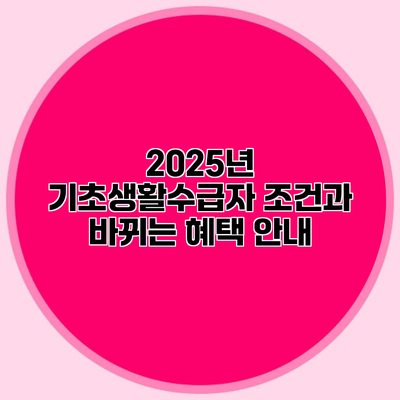 2025년 기초생활수급자 조건과 바뀌는 혜택 안내