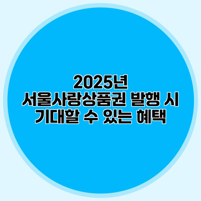 2025년 서울사랑상품권 발행 시 기대할 수 있는 혜택