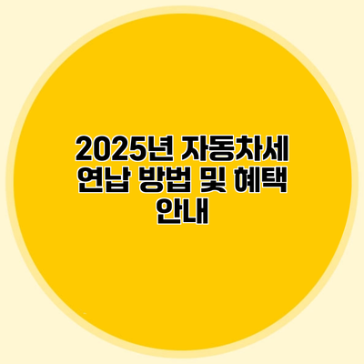 2025년 자동차세 연납 방법 및 혜택 안내
