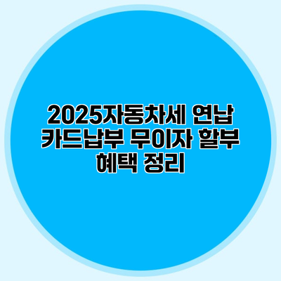 2025자동차세 연납 카드납부 무이자 할부 혜택 정리