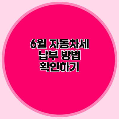 6월 자동차세 납부 방법 확인하기