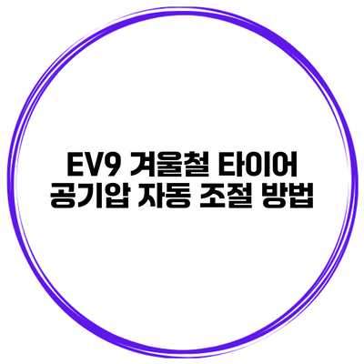 EV9 겨울철 타이어 공기압 자동 조절 방법