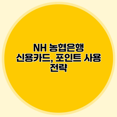 NH 농협은행 신용카드, 포인트 사용 전략