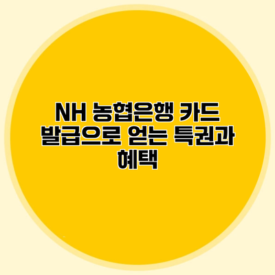 NH 농협은행 카드 발급으로 얻는 특권과 혜택