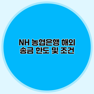 NH 농협은행 해외 송금 한도 및 조건