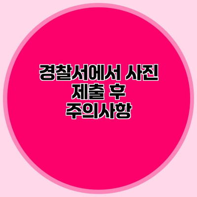 경찰서에서 사진 제출 후 주의사항