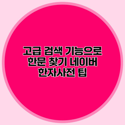 고급 검색 기능으로 한문 찾기 네이버 한자사전 팁
