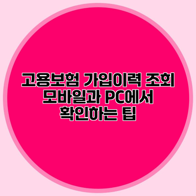 고용보험 가입이력 조회 모바일과 PC에서 확인하는 팁