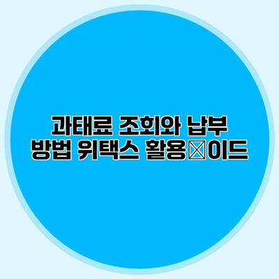 과태료 조회와 납부 방법 위택스 활용ガ이드