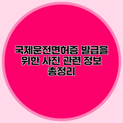 국제운전면허증 발급을 위한 사진 관련 정보 총정리