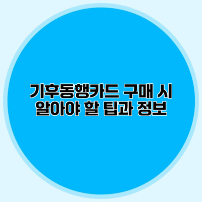 기후동행카드 구매 시 알아야 할 팁과 정보