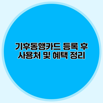 기후동행카드 등록 후 사용처 및 혜택 정리