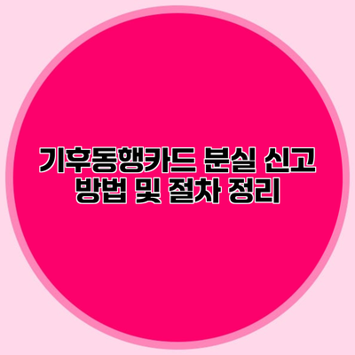 기후동행카드 분실 신고 방법 및 절차 정리