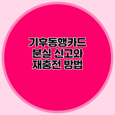 기후동행카드 분실 신고와 재충전 방법