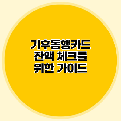 기후동행카드 잔액 체크를 위한 가이드