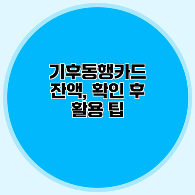 기후동행카드 잔액, 확인 후 활용 팁