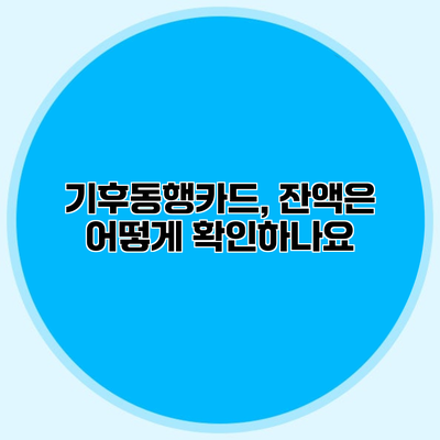 기후동행카드, 잔액은 어떻게 확인하나요?