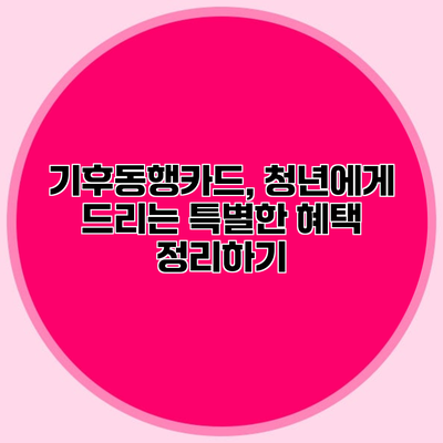 기후동행카드, 청년에게 드리는 특별한 혜택 정리하기