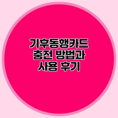 기후동행카드 충전 방법과 사용 후기