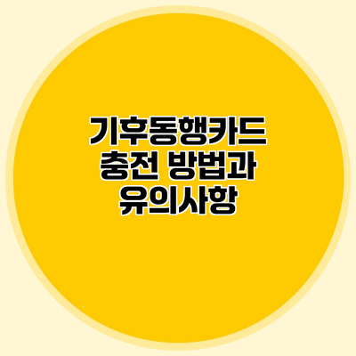 기후동행카드 충전 방법과 유의사항