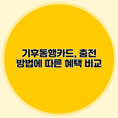 기후동행카드, 충전 방법에 따른 혜택 비교