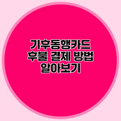 기후동행카드 후불 결제 방법 알아보기