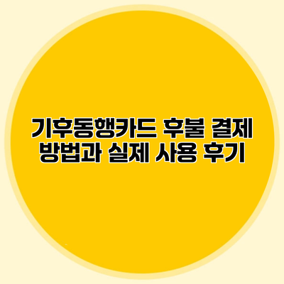 기후동행카드 후불 결제 방법과 실제 사용 후기