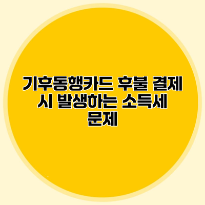 기후동행카드 후불 결제 시 발생하는 소득세 문제