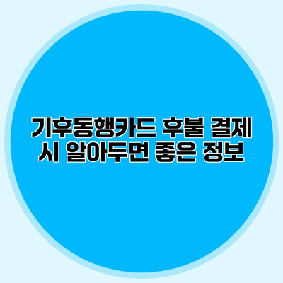 기후동행카드 후불 결제 시 알아두면 좋은 정보