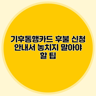 기후동행카드 후불 신청 안내서 놓치지 말아야 할 팁